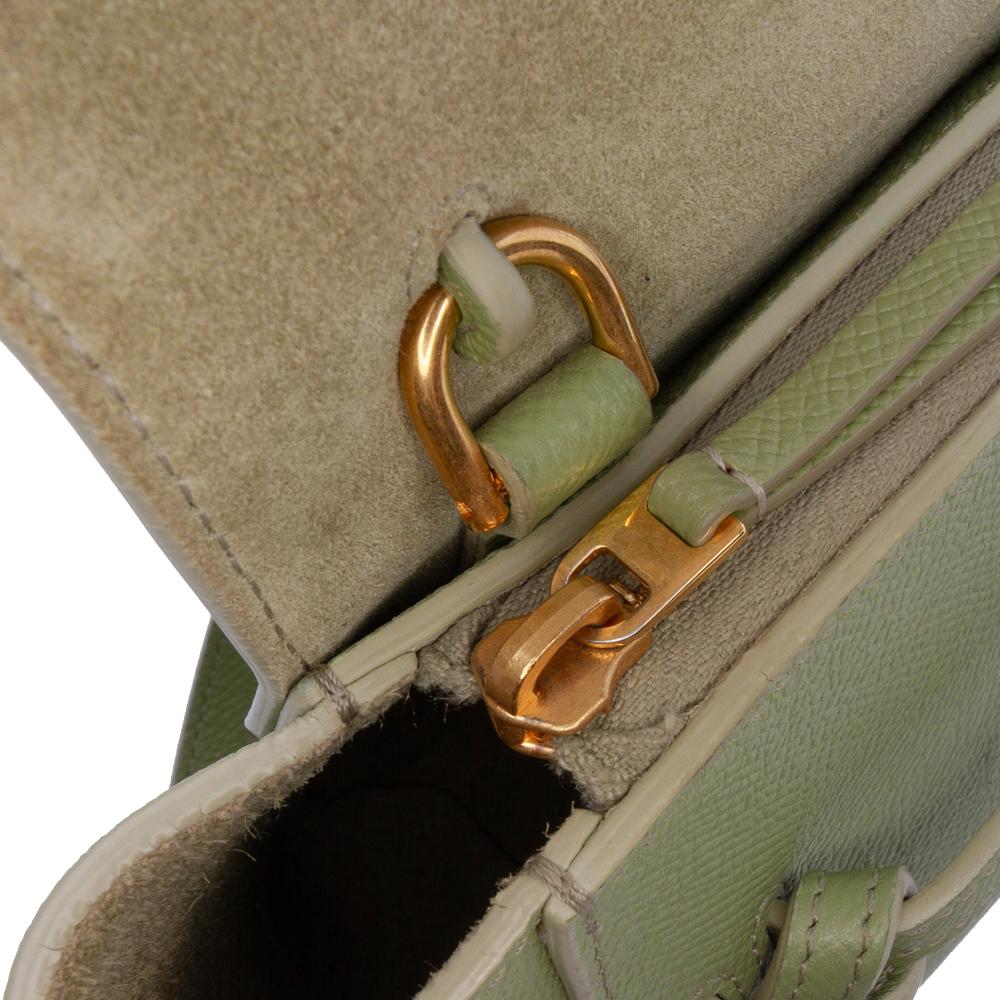 Celine B Celine Green Calf Leather Pico Grained skin Belt Bag Italy