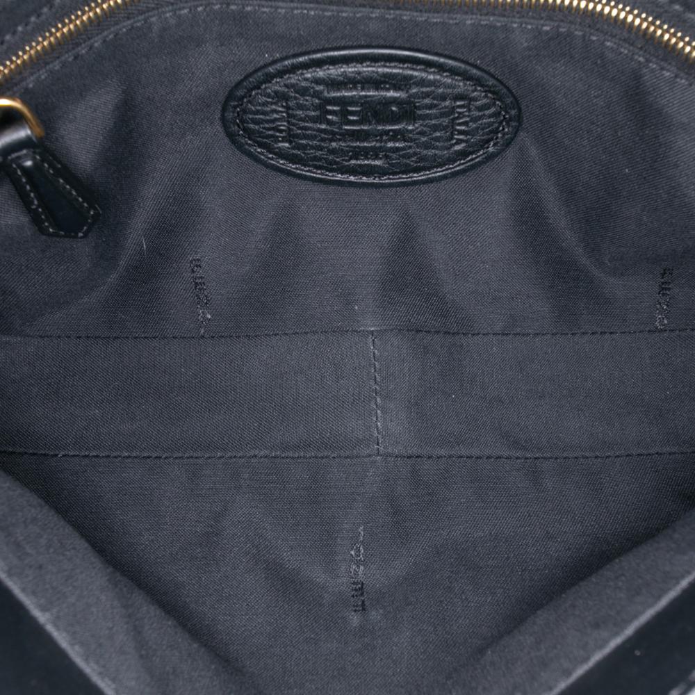 Fendi B Fendi Black Calf Leather Selleria Convertible Baguette Satchel Italy