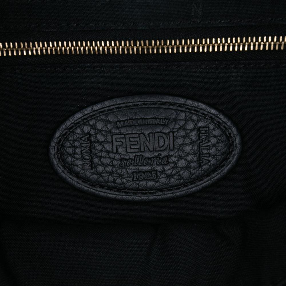 Fendi B Fendi Black Calf Leather Selleria Convertible Baguette Satchel Italy