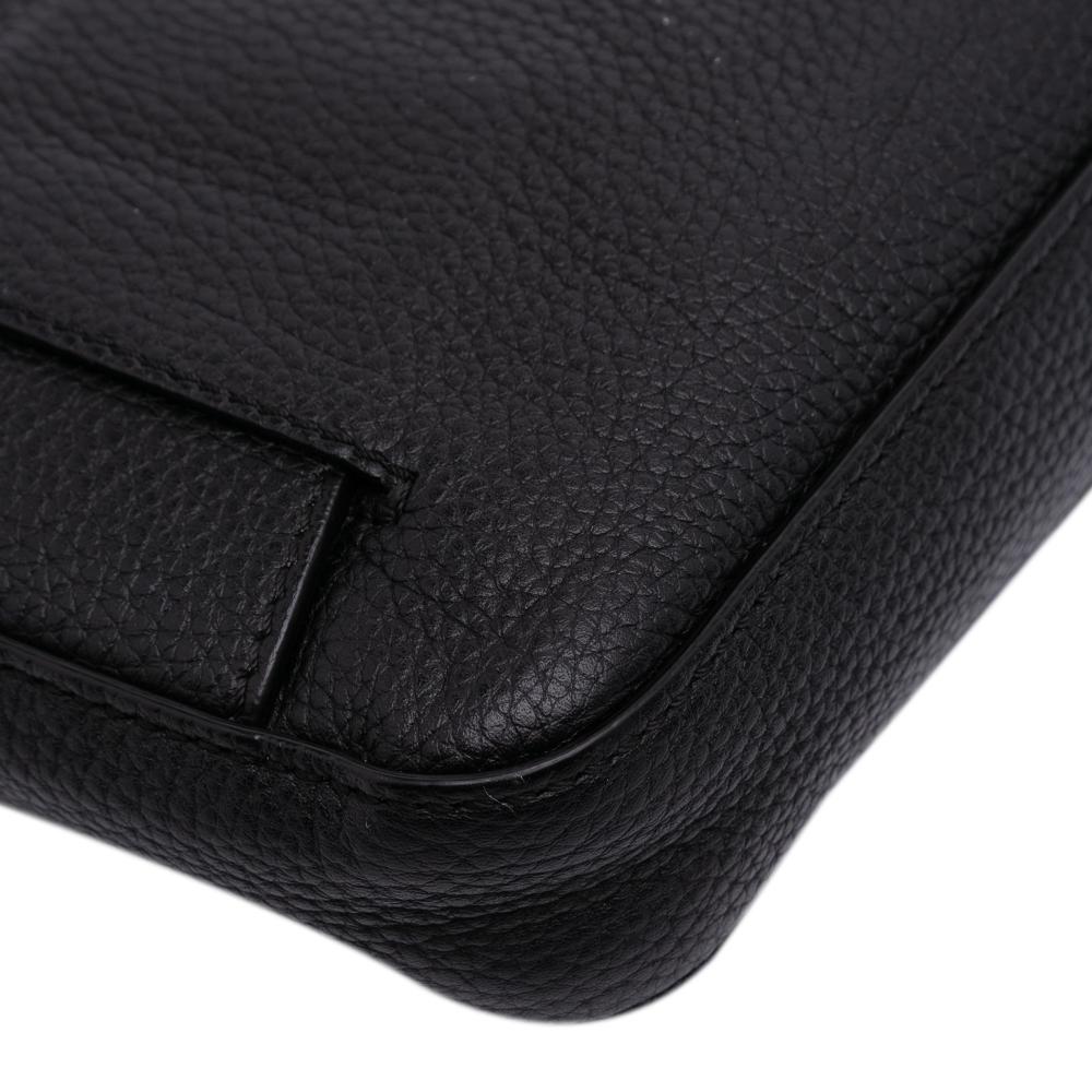 Fendi B Fendi Black Calf Leather Selleria Convertible Baguette Satchel Italy