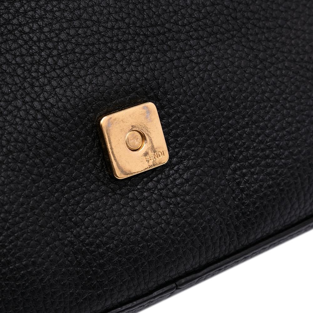 Fendi B Fendi Black Calf Leather Selleria Convertible Baguette Satchel Italy