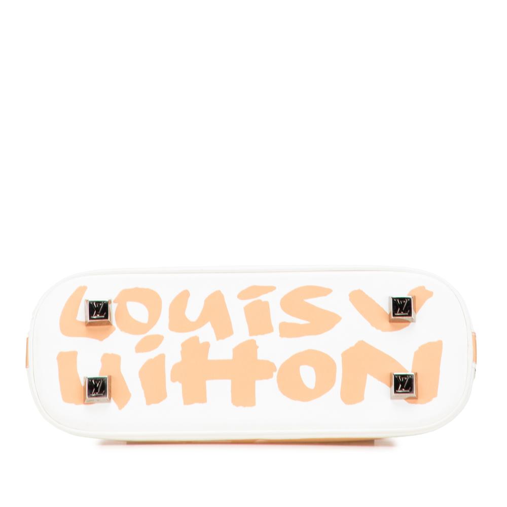 Louis Vuitton B Louis Vuitton White with Brown Light Brown Calf Leather Stephen Sprouse Graffiti Alma PM France