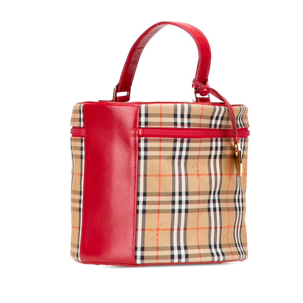 Burberry AB Burberry Brown Beige with Red Canvas Fabric Haymarket Check Vanity Bag United Kingdom