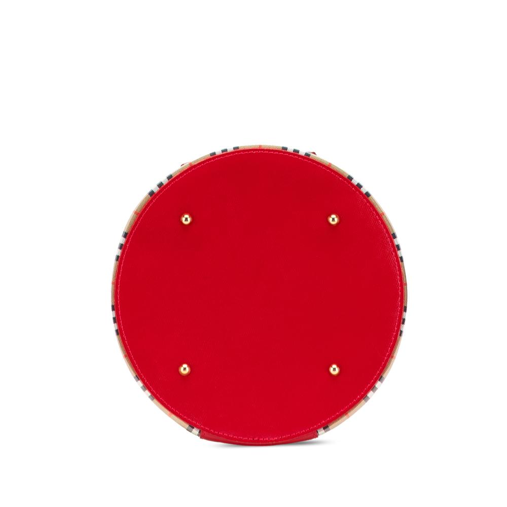 Burberry AB Burberry Brown Beige with Red Canvas Fabric Haymarket Check Vanity Bag United Kingdom