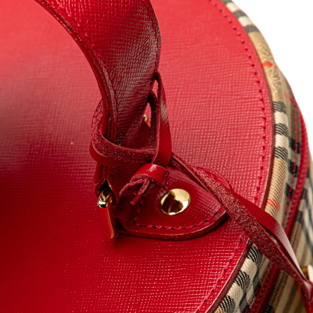 Burberry AB Burberry Brown Beige with Red Canvas Fabric Haymarket Check Vanity Bag United Kingdom