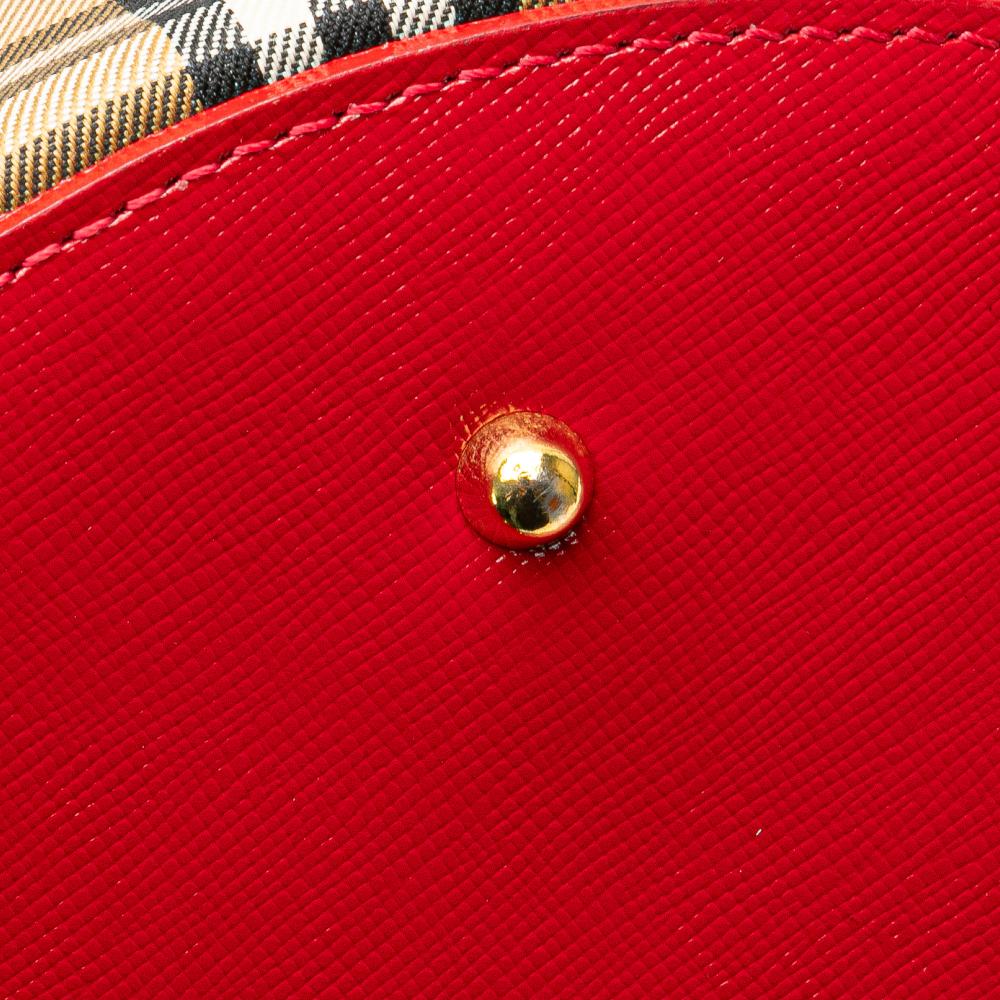 Burberry AB Burberry Brown Beige with Red Canvas Fabric Haymarket Check Vanity Bag United Kingdom