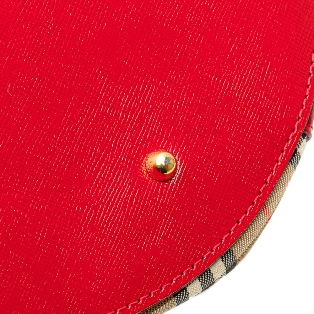 Burberry AB Burberry Brown Beige with Red Canvas Fabric Haymarket Check Vanity Bag United Kingdom