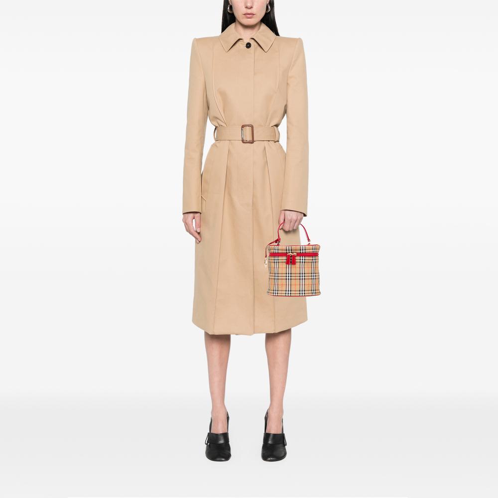 Burberry AB Burberry Brown Beige with Red Canvas Fabric Haymarket Check Vanity Bag United Kingdom