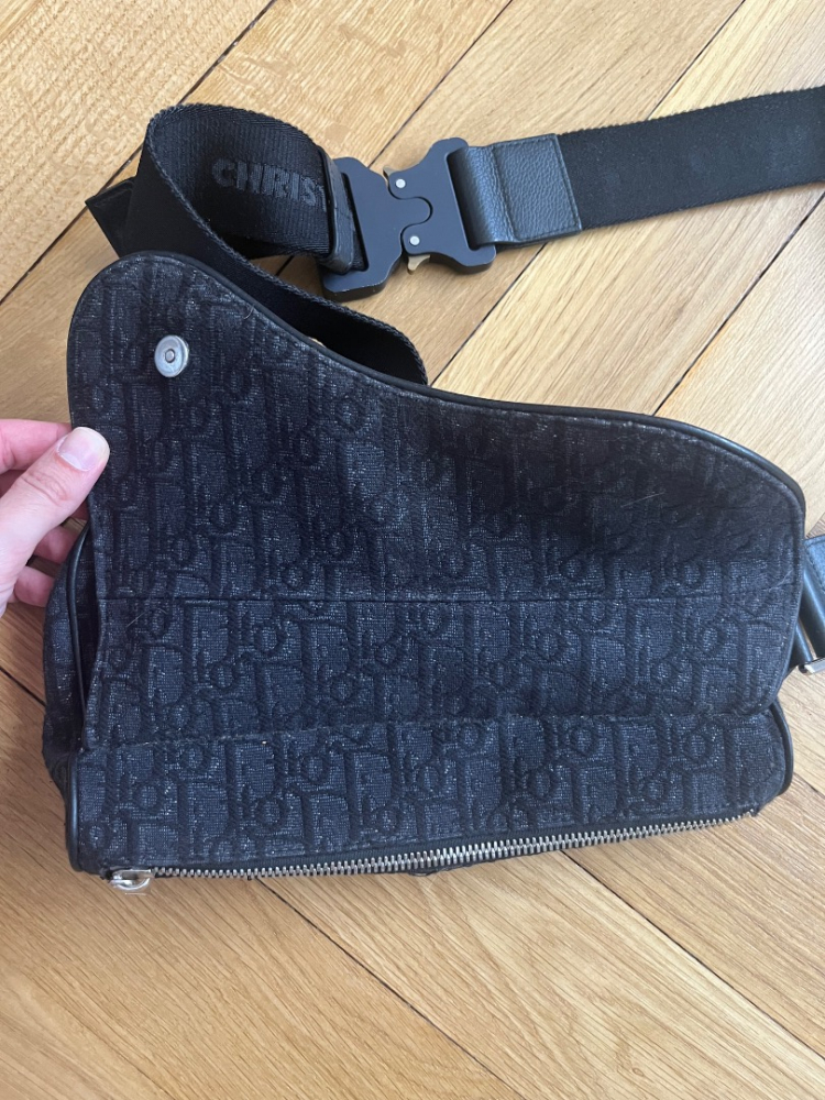Christian Dior Satteltasche , schwarz Oblique Jacquard