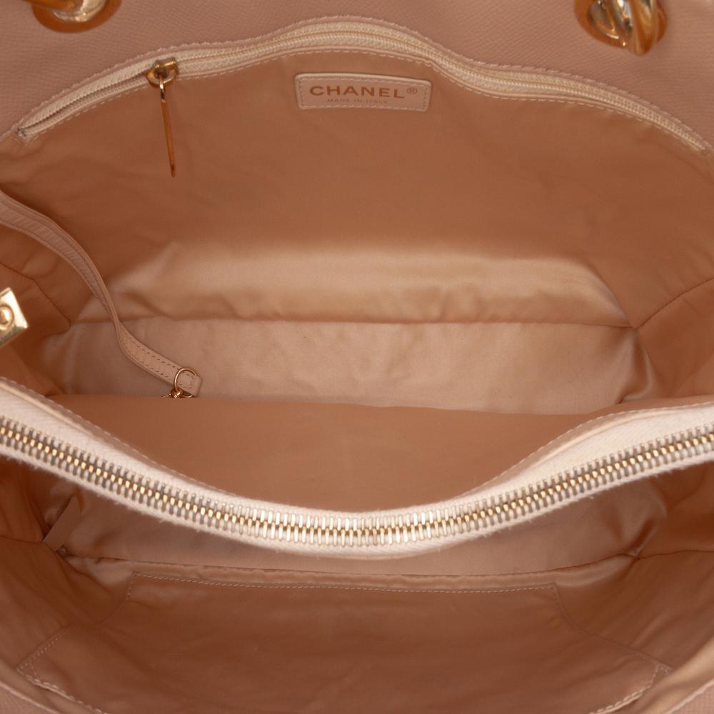 Chanel B Chanel Brown Light Beige Caviar Leather Leather Caviar Grand Shopping Tote Italy