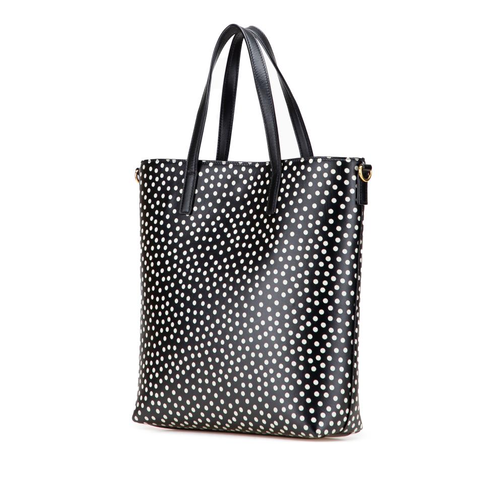 Saint Laurent AB Saint Laurent Black with White Calf Leather Toy skin Polka Dot North South Shopping Tote Italy
