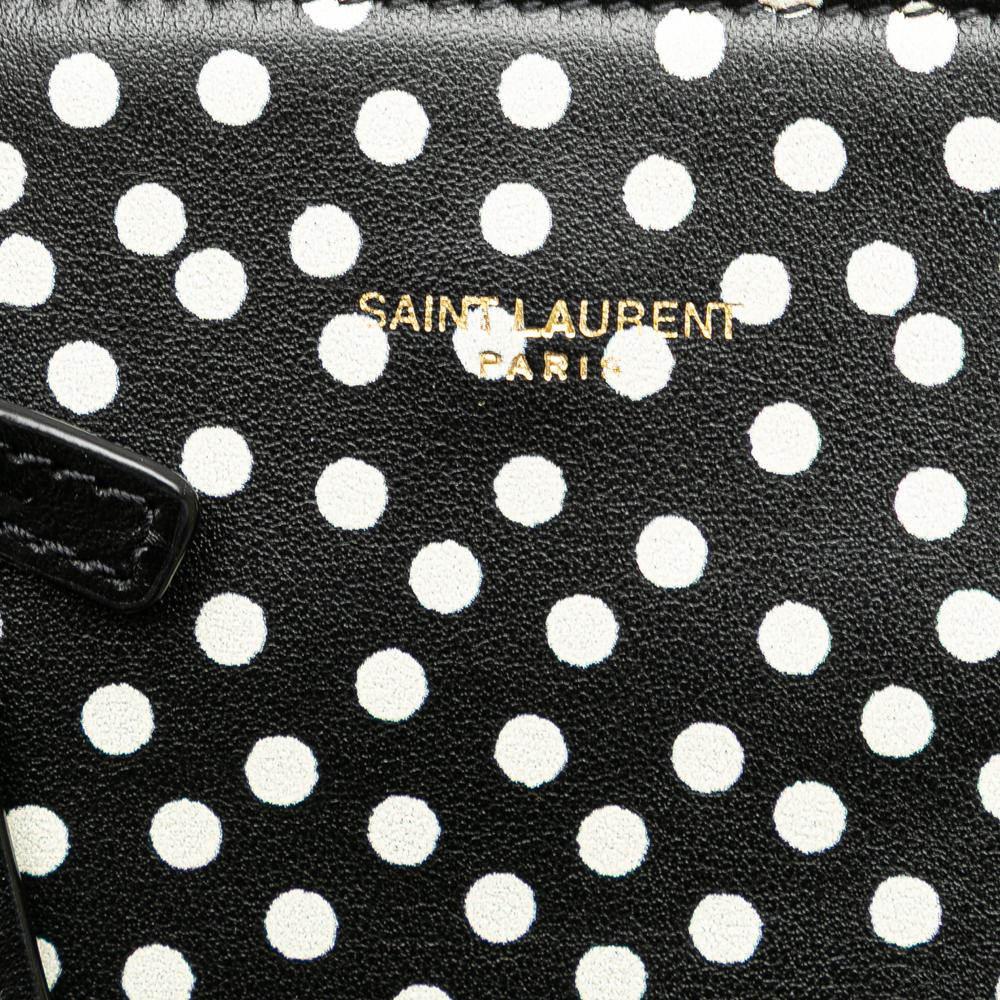 Saint Laurent AB Saint Laurent Black with White Calf Leather Toy skin Polka Dot North South Shopping Tote Italy