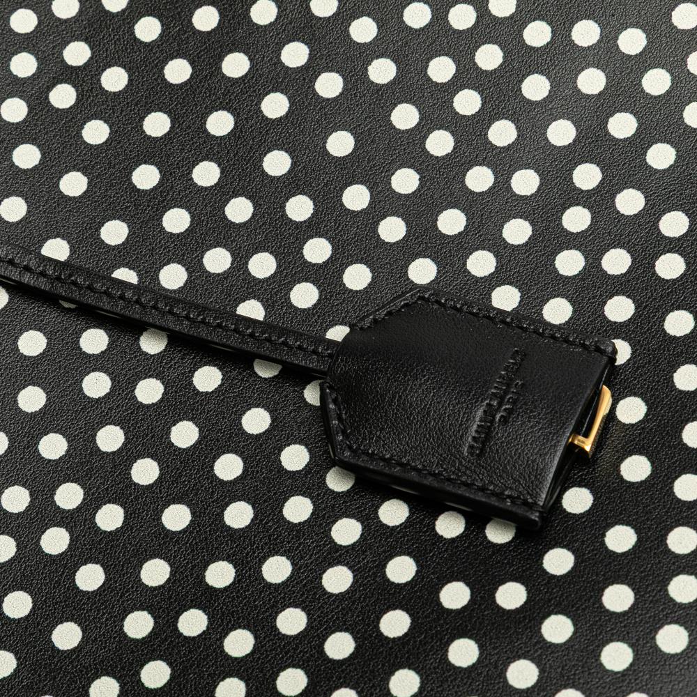 Saint Laurent AB Saint Laurent Black with White Calf Leather Toy skin Polka Dot North South Shopping Tote Italy