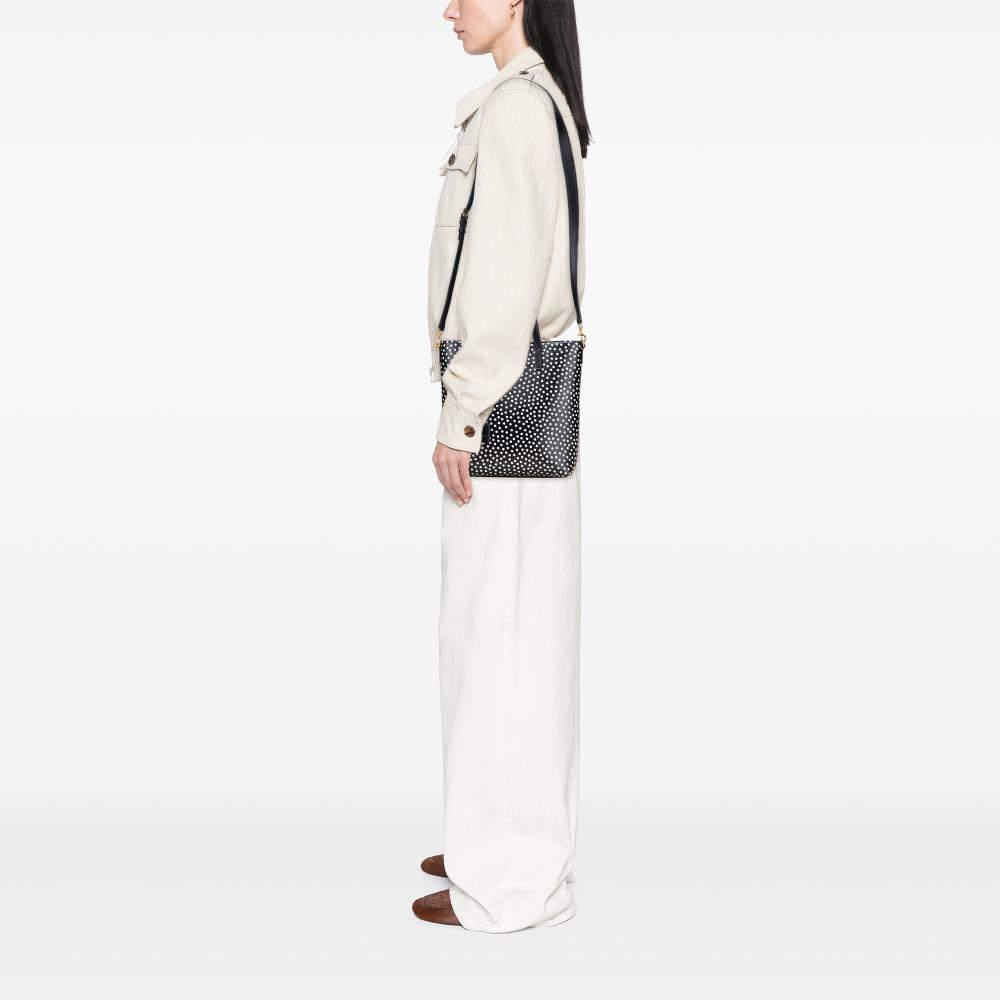 Saint Laurent AB Saint Laurent Black with White Calf Leather Toy skin Polka Dot North South Shopping Tote Italy