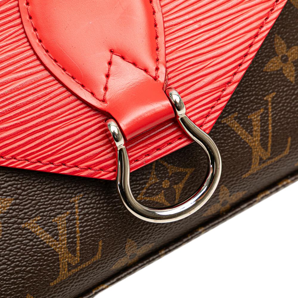 Louis Vuitton B Louis Vuitton Brown with Red Monogram Canvas Canvas Monogram Epi Saint Michel Spain