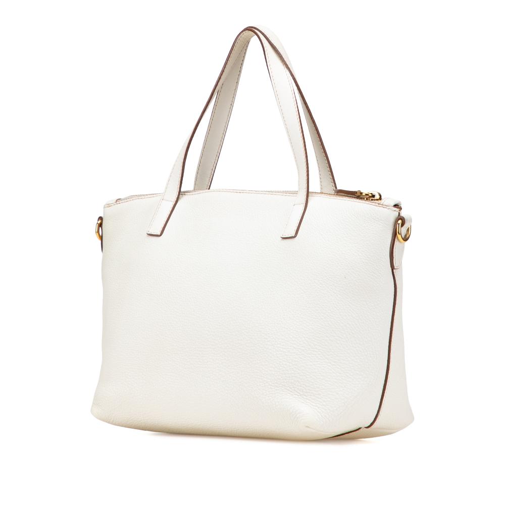 Prada B Prada White Calf Leather Vitello Daino Front Pocket Tote Romania