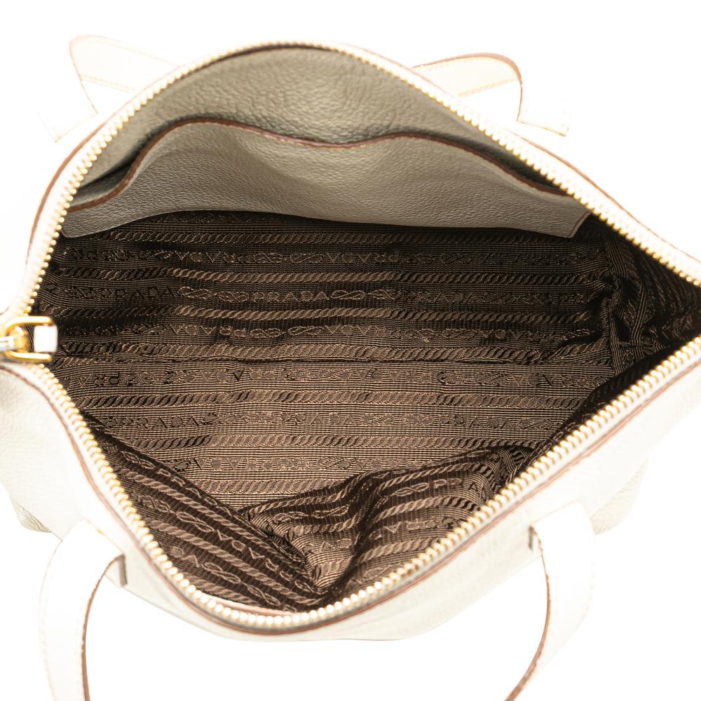 Prada B Prada White Calf Leather Vitello Daino Front Pocket Tote Romania