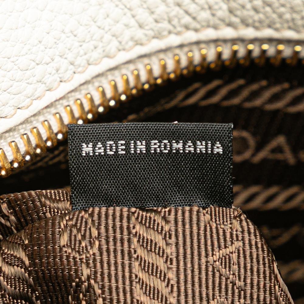 Prada B Prada White Calf Leather Vitello Daino Front Pocket Tote Romania