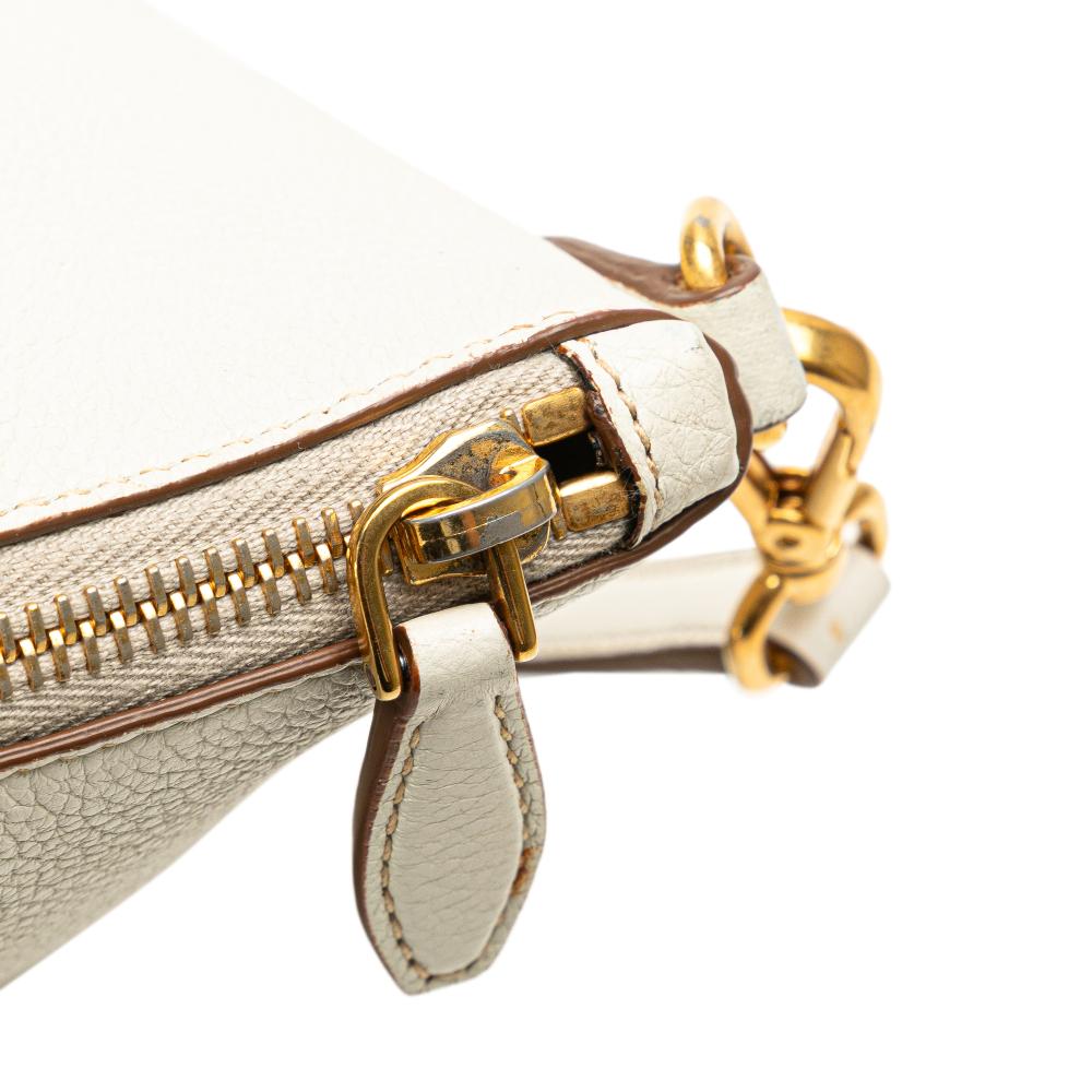 Prada B Prada White Calf Leather Vitello Daino Front Pocket Tote Romania