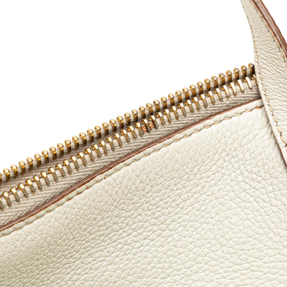 Prada B Prada White Calf Leather Vitello Daino Front Pocket Tote Romania