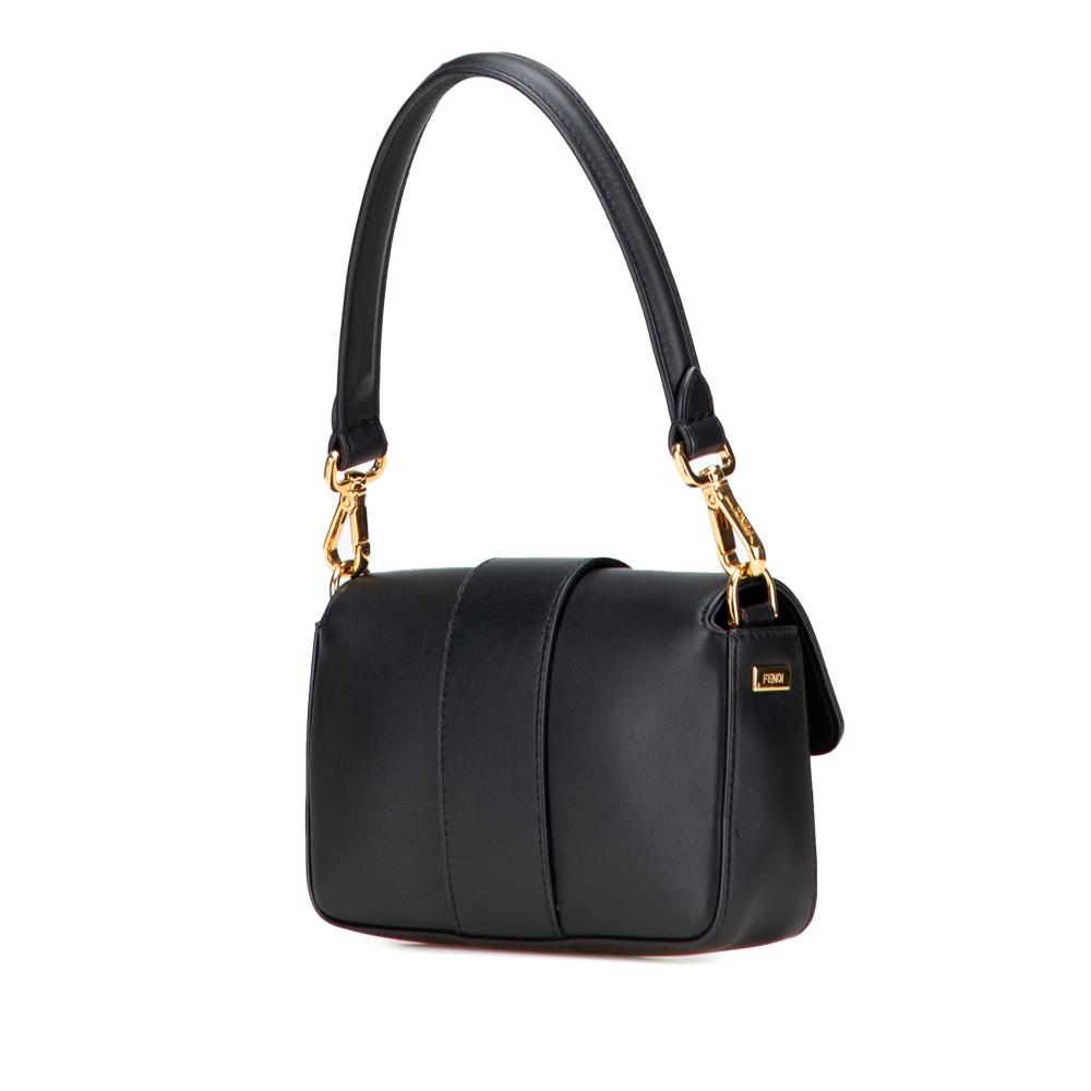 Fendi B Fendi Black Calf Leather Versace Vitello Seta Fendace Mini Brooch Baguette Satchel Italy