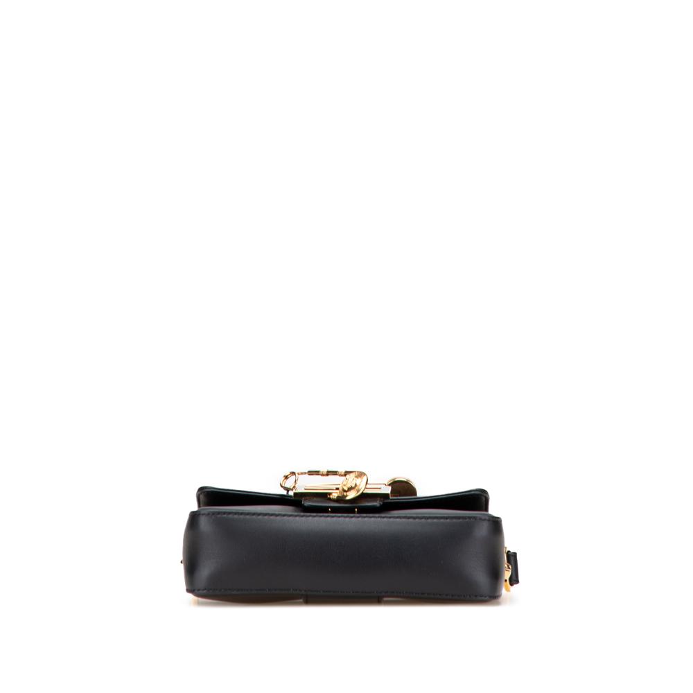 Fendi B Fendi Black Calf Leather Versace Vitello Seta Fendace Mini Brooch Baguette Satchel Italy