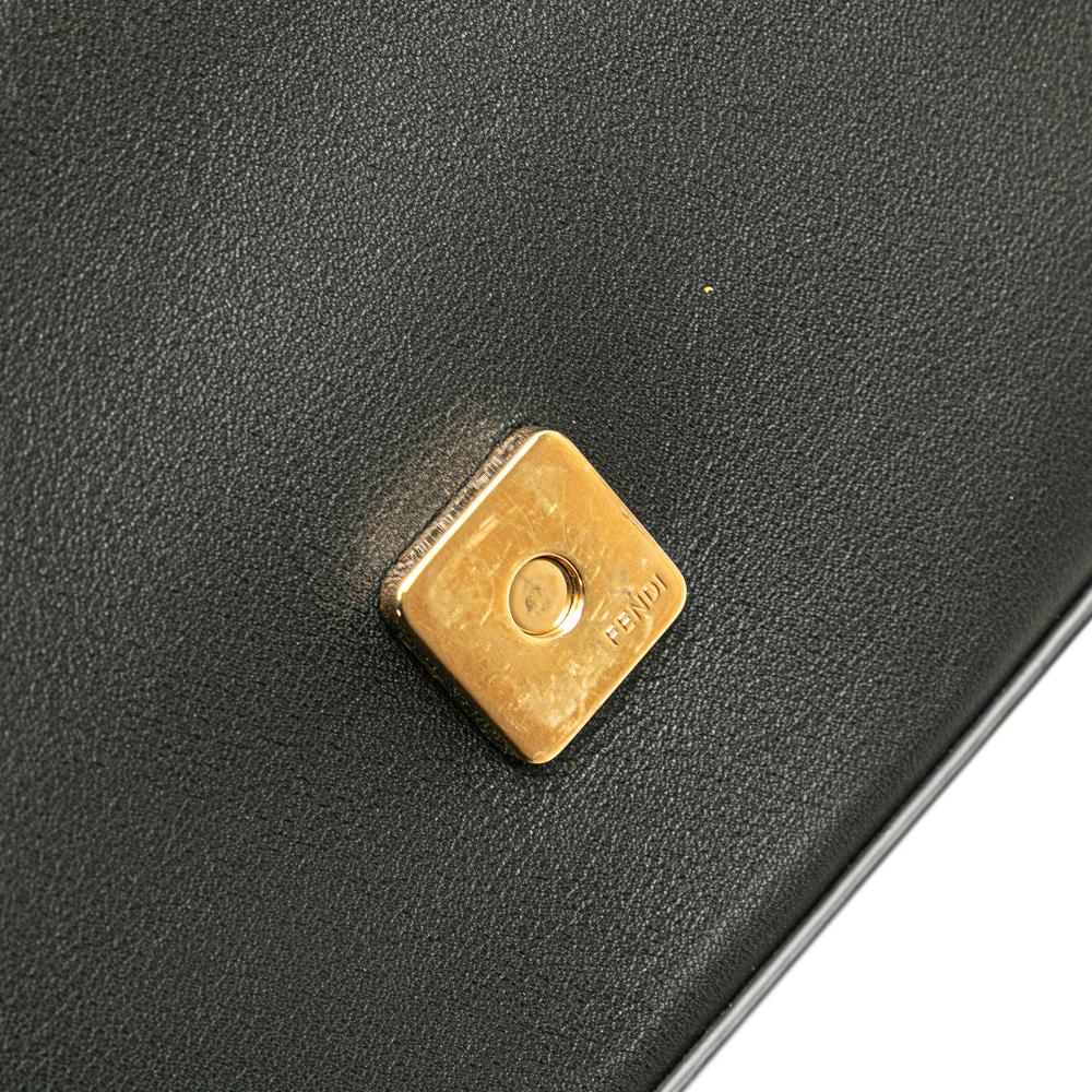 Fendi B Fendi Black Calf Leather Versace Vitello Seta Fendace Mini Brooch Baguette Satchel Italy