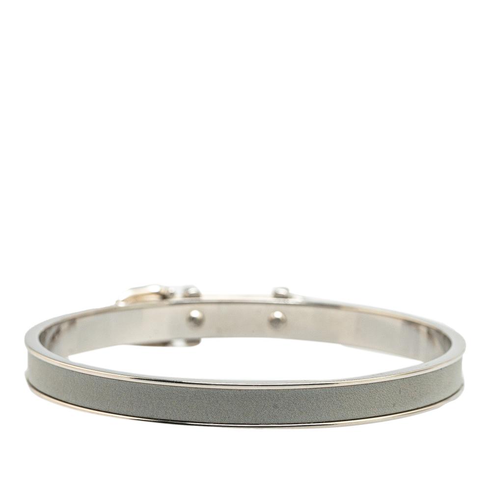 Hermès B Hermès Gray with Silver Calf Leather Palladium Plated Belt Buckle Bangle France