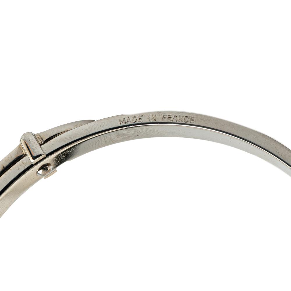 Hermès B Hermès Gray with Silver Calf Leather Palladium Plated Belt Buckle Bangle France