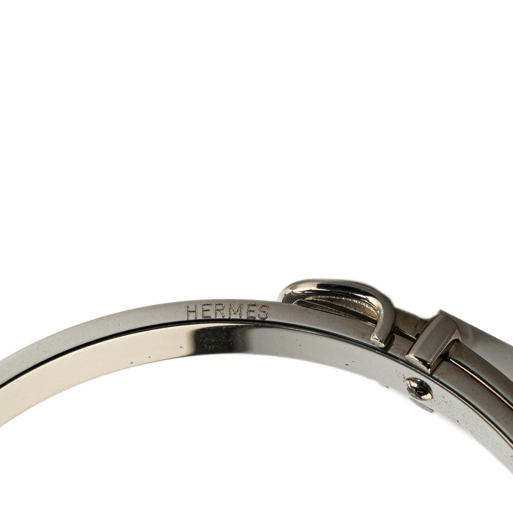 Hermès B Hermès Gray with Silver Calf Leather Palladium Plated Belt Buckle Bangle France