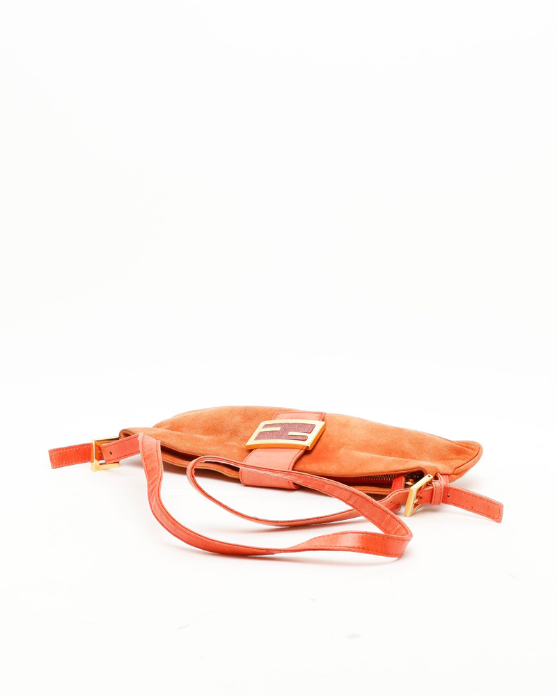 Fendi Suede Baguette Crossbody Bag