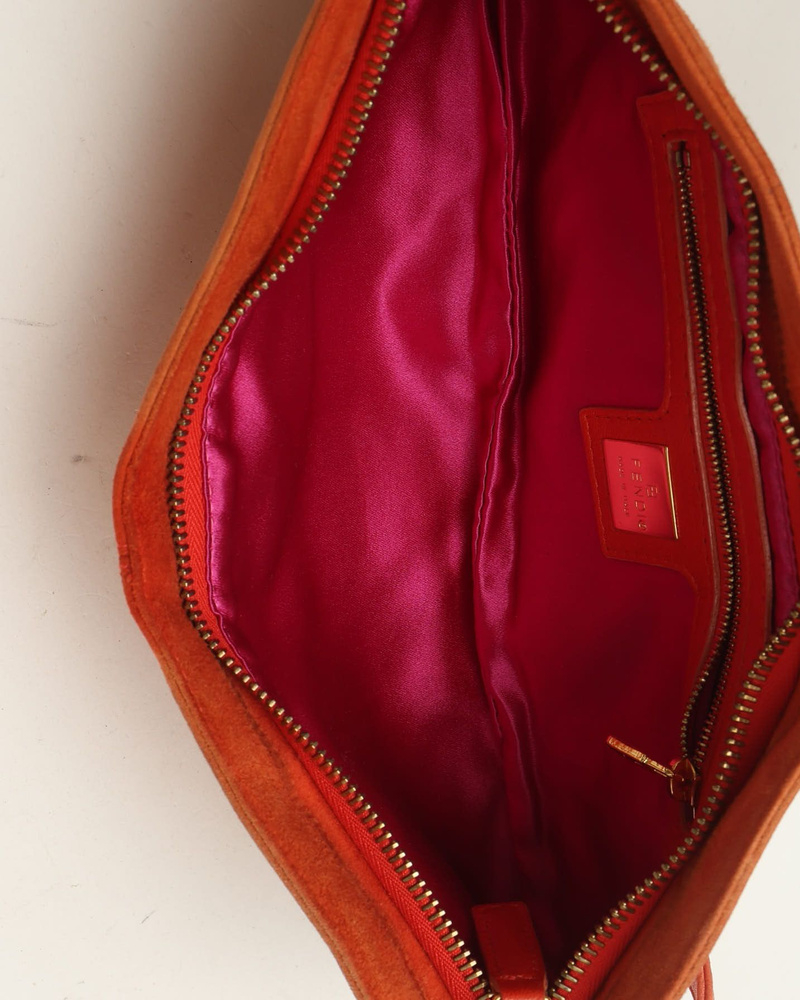 Fendi Suede Baguette Crossbody Bag