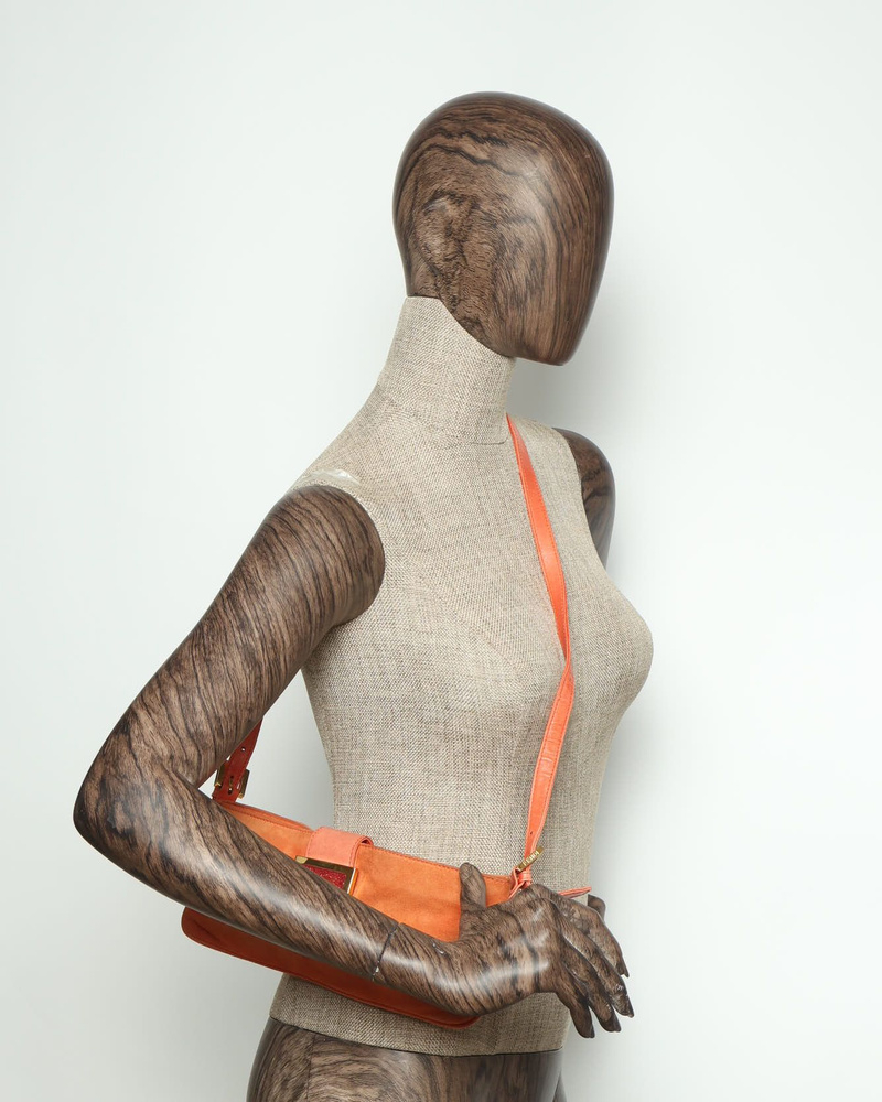 Fendi Suede Baguette Crossbody Bag