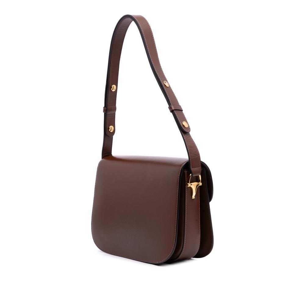 Gucci B Gucci Brown Dark Brown Calf Leather Medium Horsebit 1955 Shoulder Bag Italy