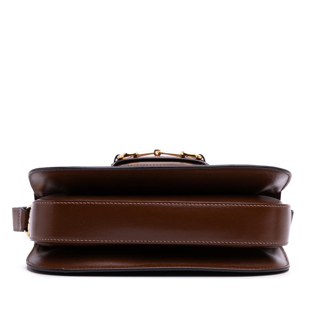 Gucci B Gucci Brown Dark Brown Calf Leather Medium Horsebit 1955 Shoulder Bag Italy