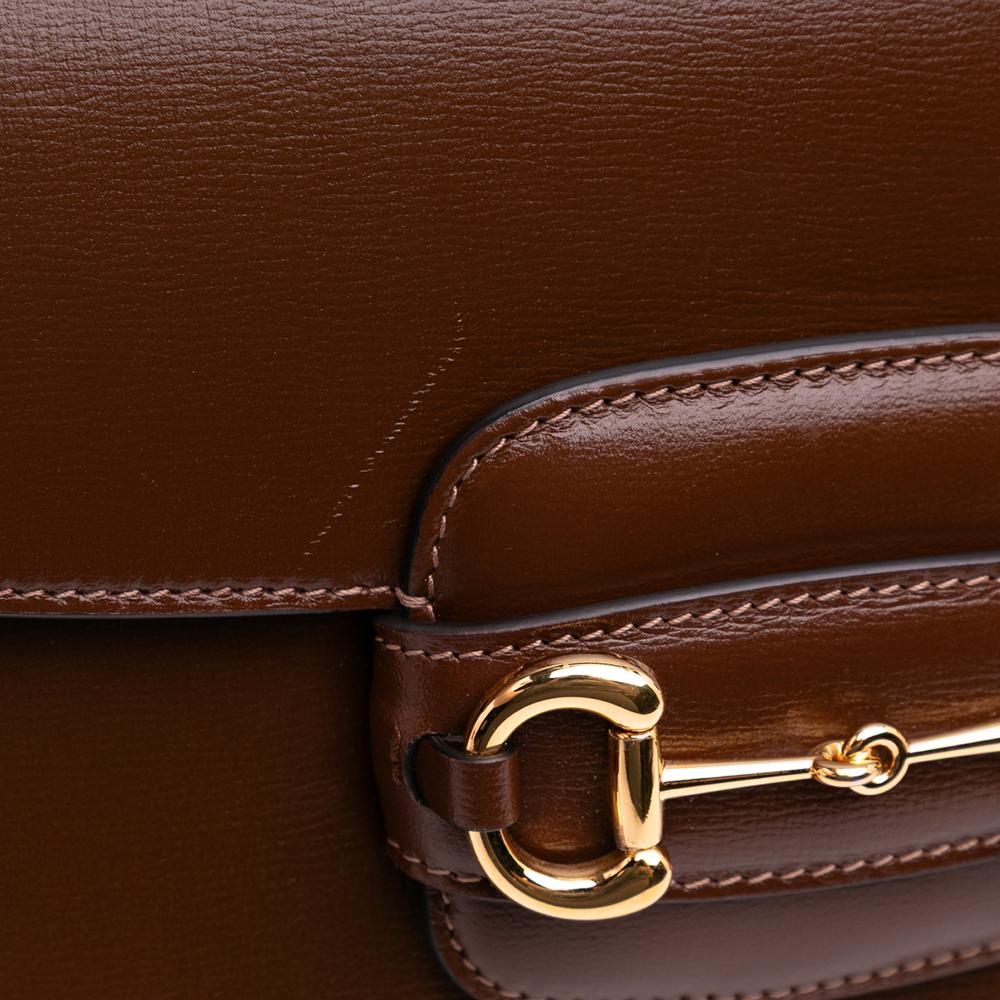 Gucci B Gucci Brown Dark Brown Calf Leather Medium Horsebit 1955 Shoulder Bag Italy