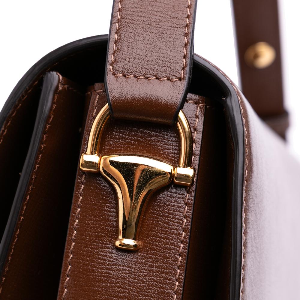 Gucci B Gucci Brown Dark Brown Calf Leather Medium Horsebit 1955 Shoulder Bag Italy