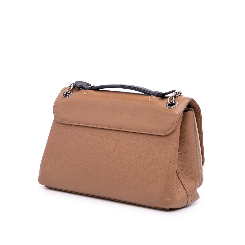 Louis Vuitton B Louis Vuitton Brown Beige Calf Leather Monogram Cuir Plume Ecume Very Chain Satchel France