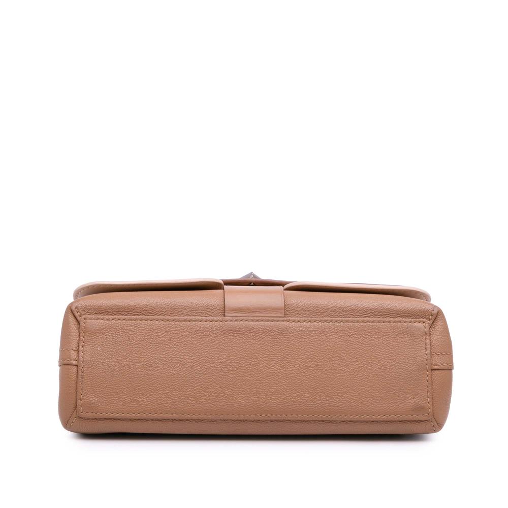 Louis Vuitton B Louis Vuitton Brown Beige Calf Leather Monogram Cuir Plume Ecume Very Chain Satchel France