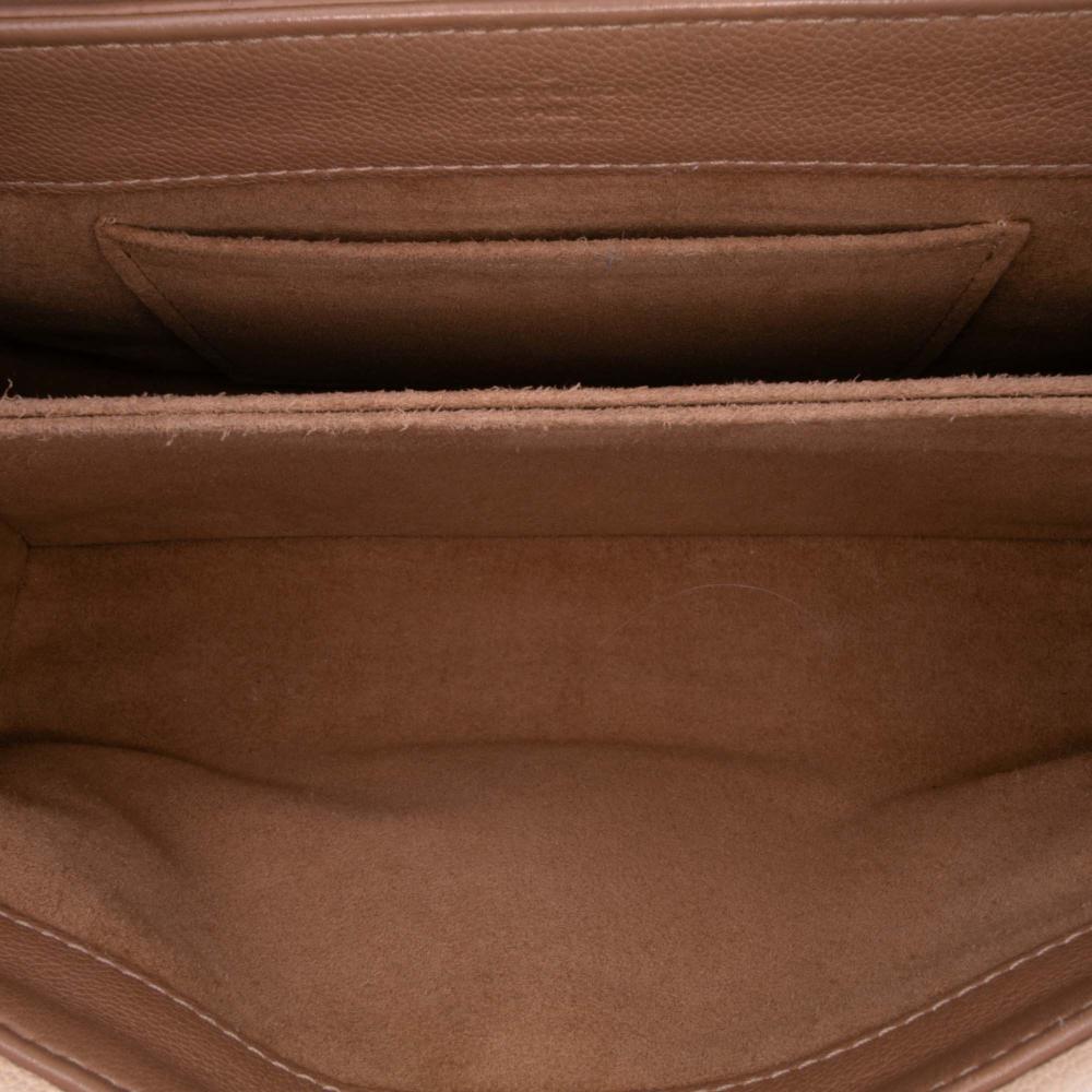 Louis Vuitton B Louis Vuitton Brown Beige Calf Leather Monogram Cuir Plume Ecume Very Chain Satchel France