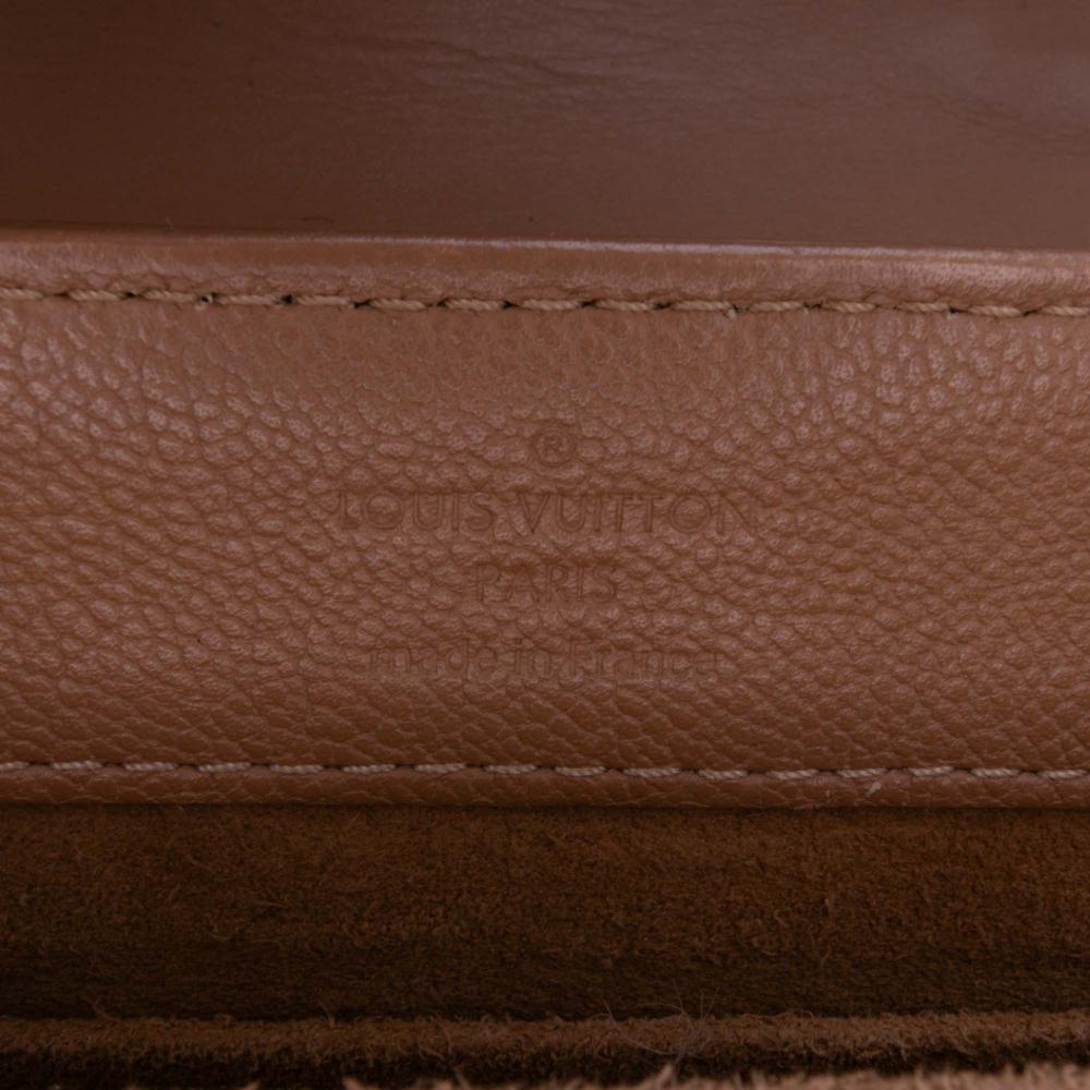 Louis Vuitton B Louis Vuitton Brown Beige Calf Leather Monogram Cuir Plume Ecume Very Chain Satchel France