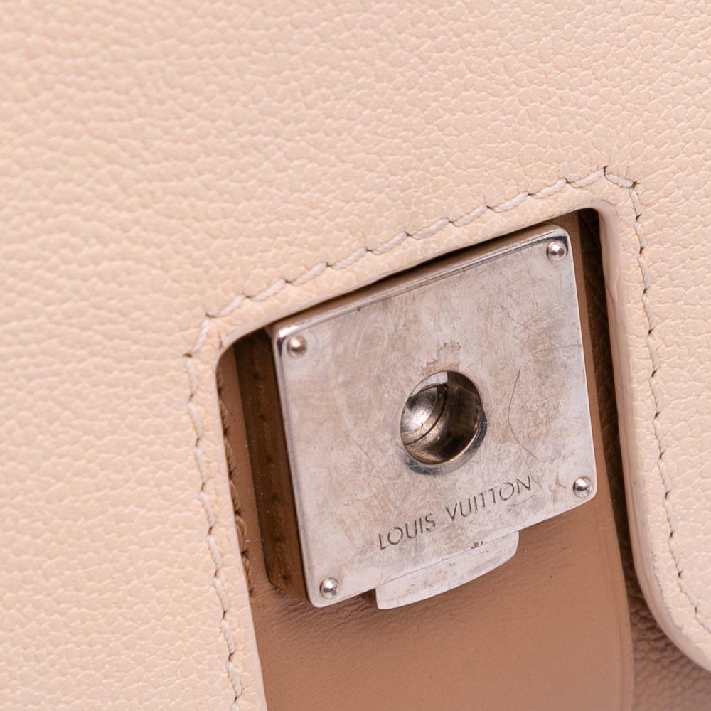 Louis Vuitton B Louis Vuitton Brown Beige Calf Leather Monogram Cuir Plume Ecume Very Chain Satchel France