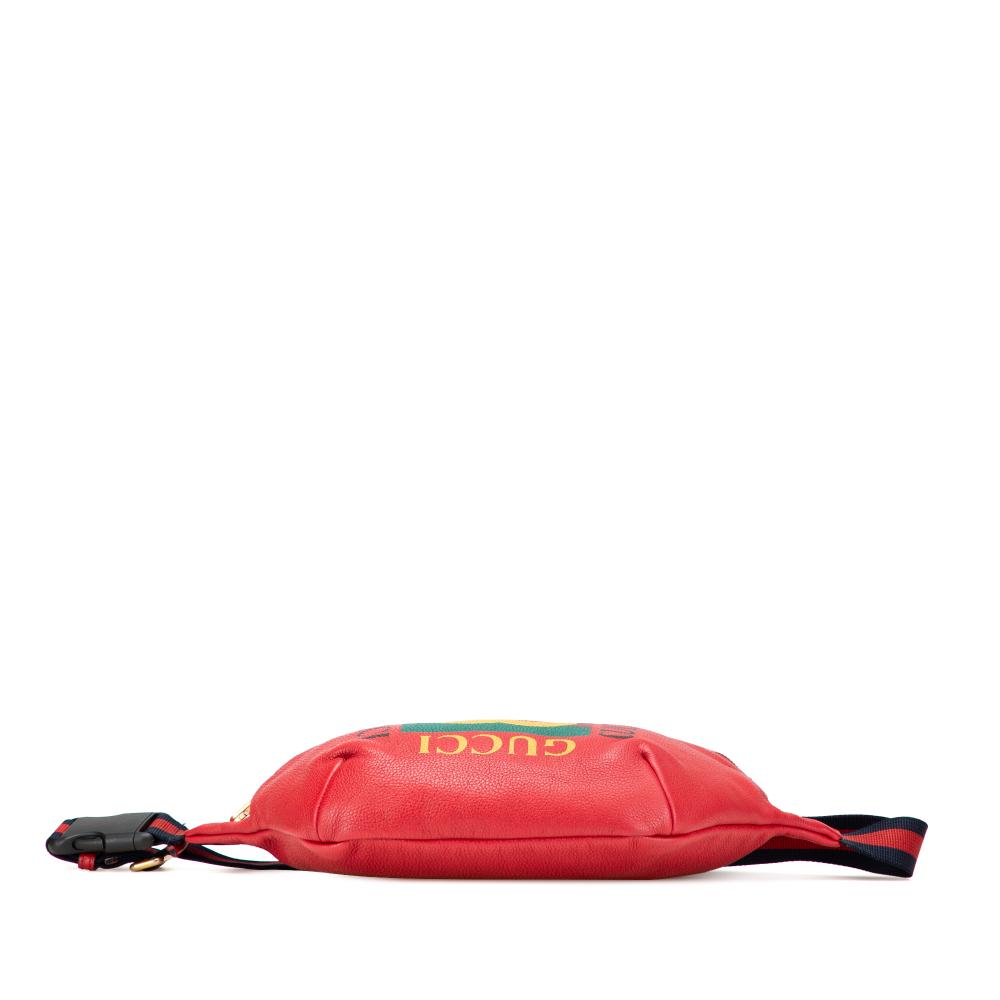 Gucci B Gucci Red Calf Leather Grained skin Logo Belt Bag Italy