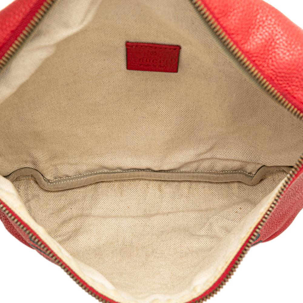 Gucci B Gucci Red Calf Leather Grained skin Logo Belt Bag Italy