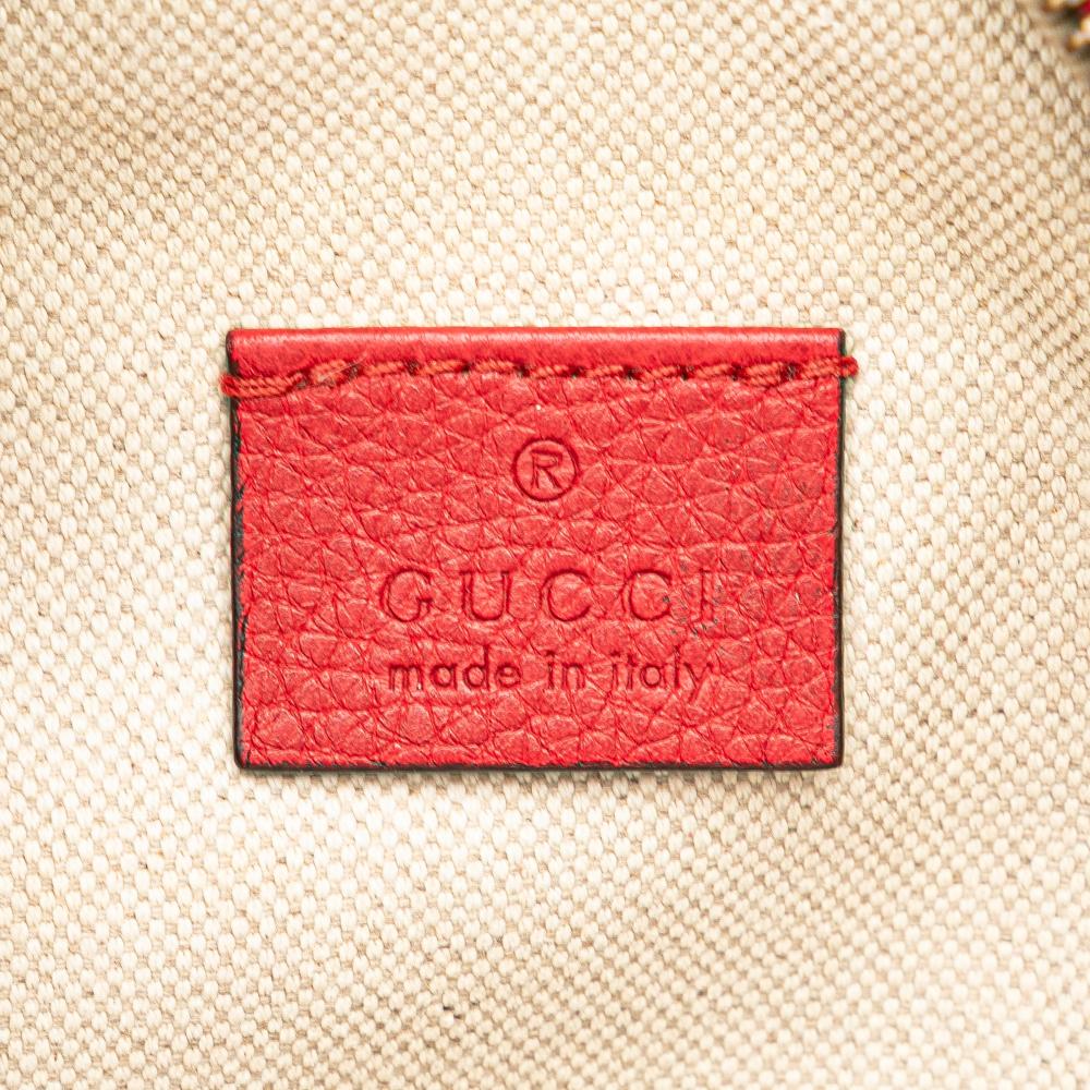 Gucci B Gucci Red Calf Leather Grained skin Logo Belt Bag Italy