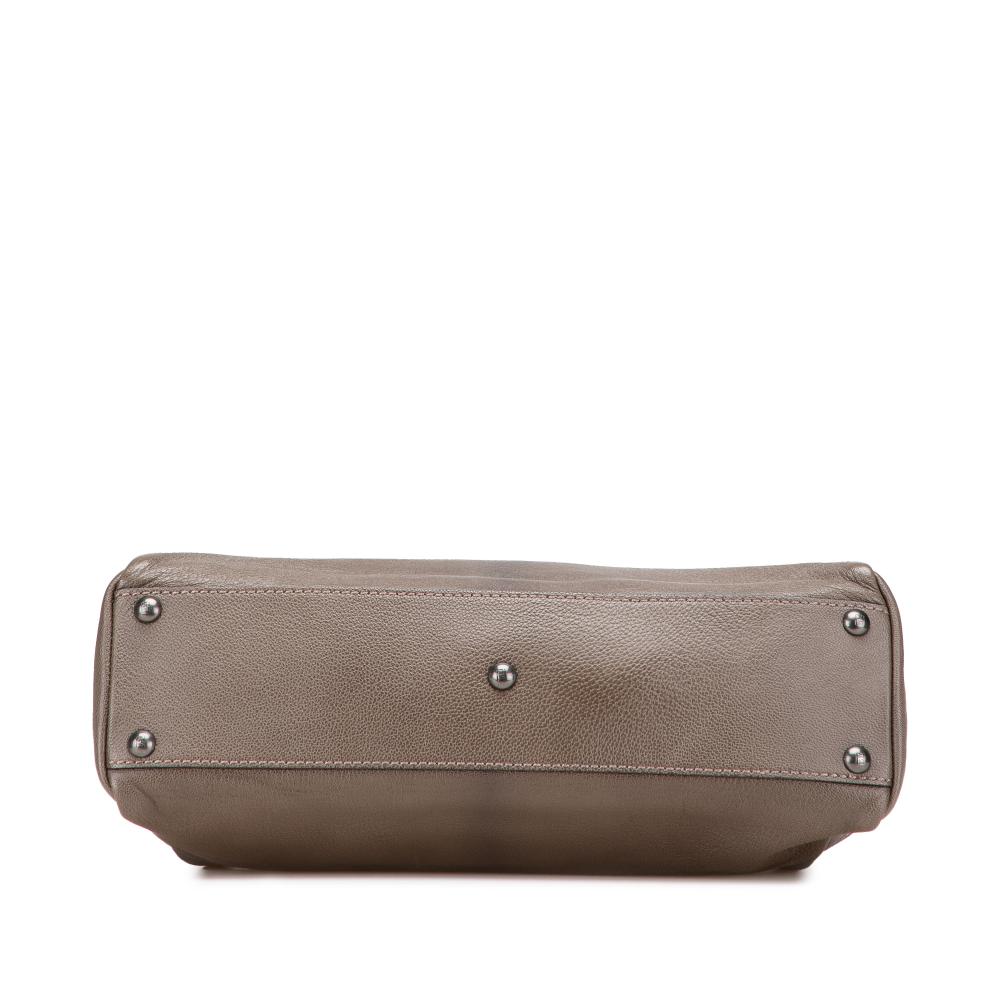 Fendi B Fendi Brown Calf Leather Medium skin Peekaboo Iconic Satchel Italy