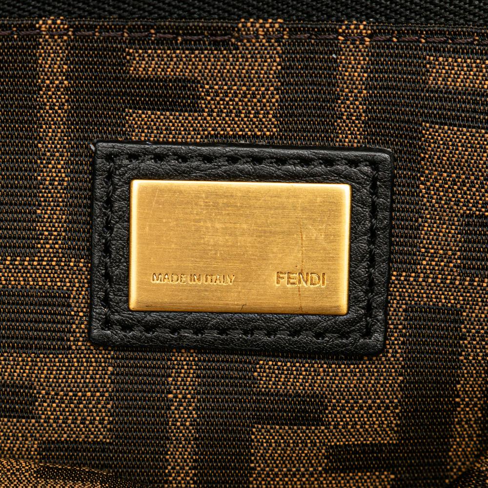 Fendi B Fendi Brown Calf Leather Medium skin Peekaboo Iconic Satchel Italy