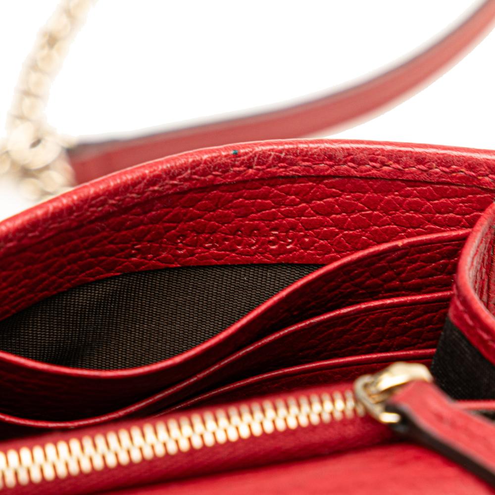 Gucci B Gucci Red Calf Leather Interlocking G Dollar Wallet on Chain Italy