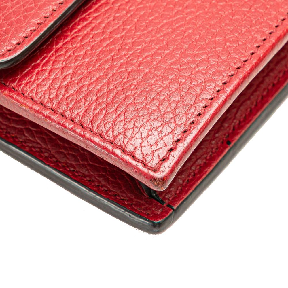 Gucci B Gucci Red Calf Leather Interlocking G Dollar Wallet on Chain Italy