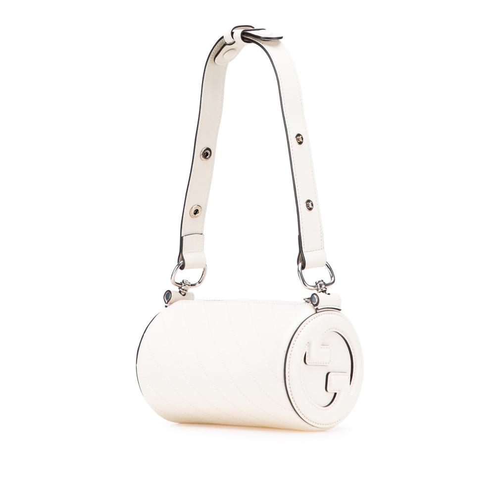 Gucci AB Gucci White Ivory Calf Leather Mini Blondie Barrel Shoulder Bag Italy
